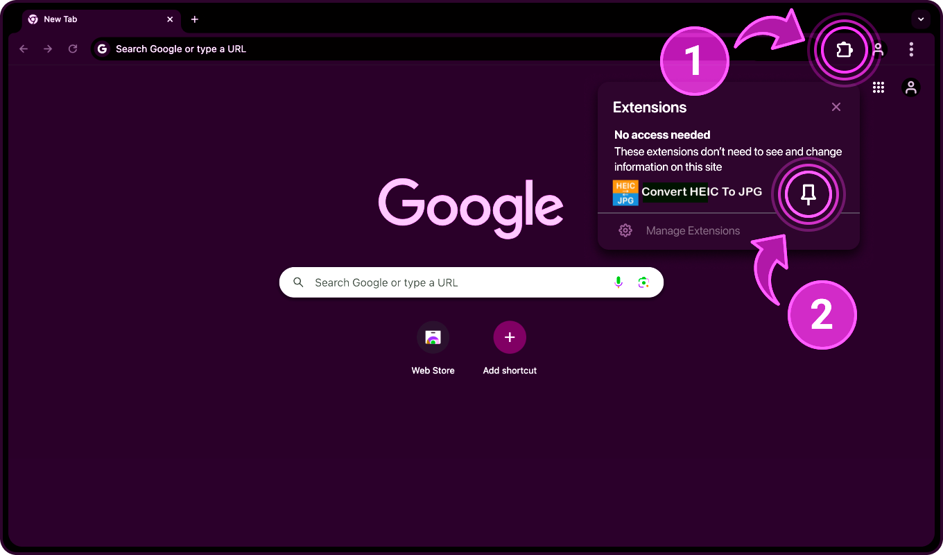 Pin the HEIC to JPG extension tutorial
